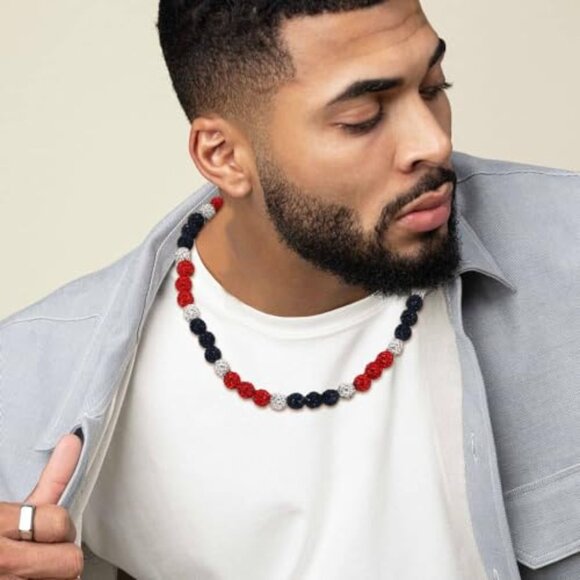 Baseball Rhinestone Beaded Chain Necklace Adjustable Bling Ice Collection Gift - Picture 4 of 8